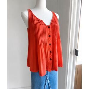 Mauve Womens Tank Top Orange Size 4 Boho Summer Bright Flowy Boho Vibes